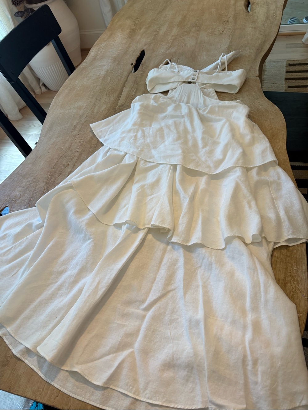FARM Rio Off-White Flower Cutout Linen Blend Maxi Dress Small - Picture 13 of 13